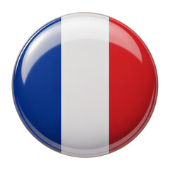 Glossy Round French Flag Pin Badge - A Collectible Button Design