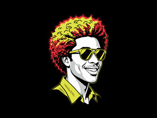 African male model with dreadlocks, afro hair vector, juneteenth vector template