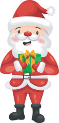 Jolly Santa Claus with Green Gift Box