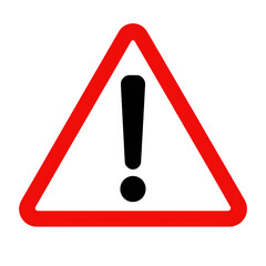 A warning sign with a red triangle and a black exclamation mark on a transparent background.