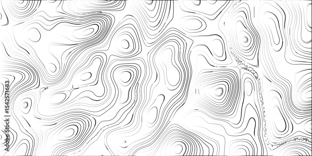Poster abstract contour map illustration of topographic terrain displaying wavy linear patterns in shades o