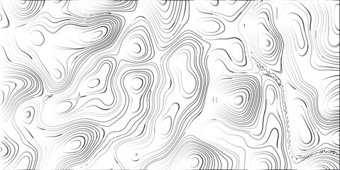 Abstract contour map illustration of topographic terrain displaying wavy linear patterns in shades of gray suitable for backgrounds and design