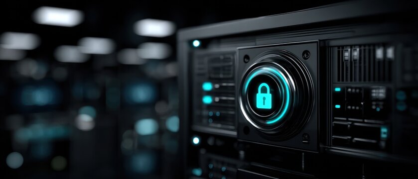 Futuristic server security panel - Powered by Adobe
