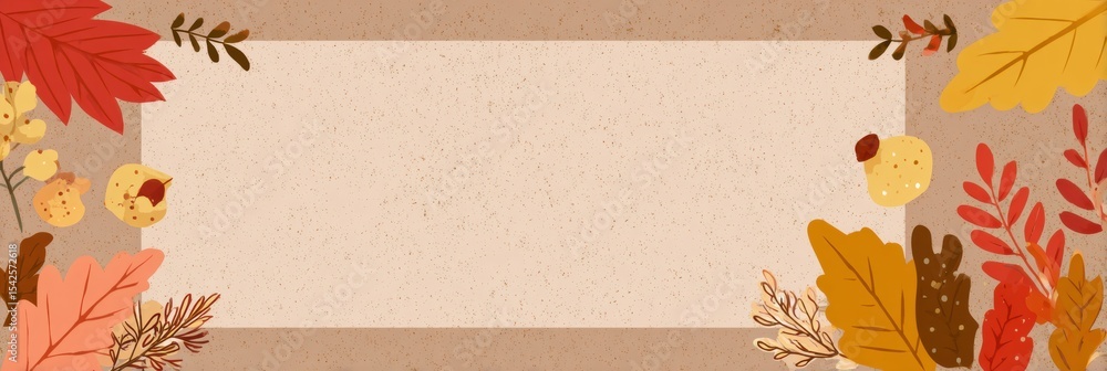 Poster Fall-themed Blank Presentation Template Layout Featuring Colorful Leaves and Natural Elements Designed for Autumn Presentations