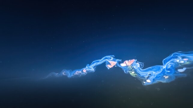 Abstract digital art of swirling, luminous blue streams against a dark background