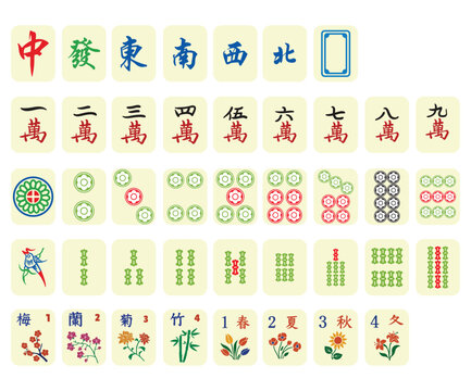 mahjong tiles set element royal