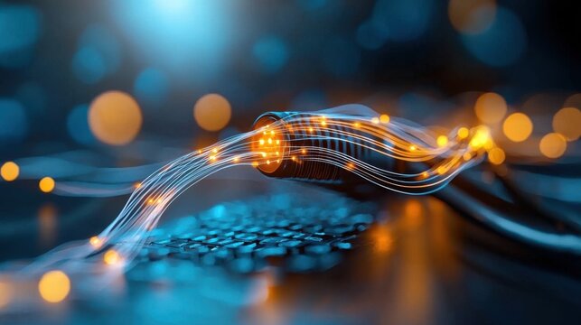 Captivating abstract digital art depicting vibrant flowing waves of luminous energy and electric motion  This futuristic innovative design showcases a dynamic