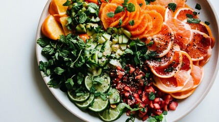 Vibrant citrus and cucumber salad with fresh herbs