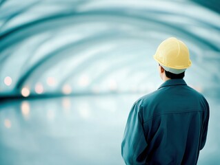 Worker in modern space