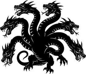 Hydra Silhouette with Multiple Heads
