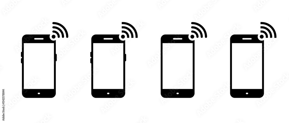 Poster wifi signal with mobile phone icon. wireless network on smartphone sign symbol