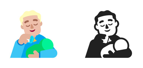 Parent Feeding Child Blue Medium