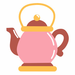 A flat-style Arabic teapot with pastel colors, perfect for illustrating Ramadan hospitality, Eid traditions, or Middle Eastern tea culture.