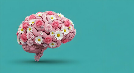 Brain, Flowers, Blooming, Blooming Brain A Conceptual Image of Mental Wellness