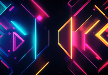 Vibrant Neon Geometric Patterns in Symmetrical Layout