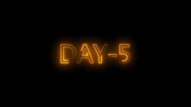 A glowing neon 1-5day video. on a black background. and creating video stunning 4k video