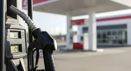 Gas pump, Fuel pump, Petrol pump, Gas Pump Nozzle at a Modern Gas Station