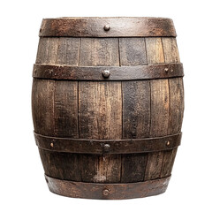 Fototapeta premium Old wooden barrel isolated on transparent background.