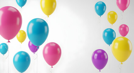 Balloon, Balloons, Colorful, Colorful Balloons Floating on White Background
