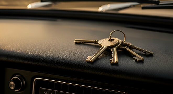 Keys, Vintage keys, Old keys, Vintage Keys on Classic Car Dashboard
