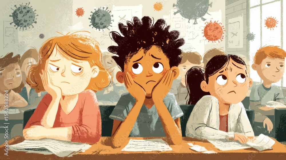 Poster explaining illness to classmates during a school lesson on health and wellness