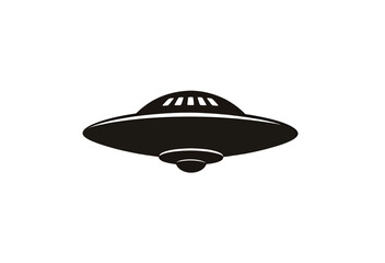 Stylized silhouette of a UFO with a sleek design.