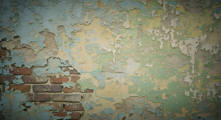 Brick wall, Peeling paint, Weathered, Weathered Brick Wall with Peeling Paint Texture