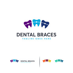 Colorful dental braces  design.