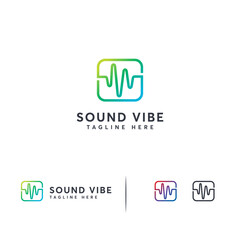 Colorful  design featuring sound wave graphic.