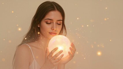 Naklejka premium lady with lamp