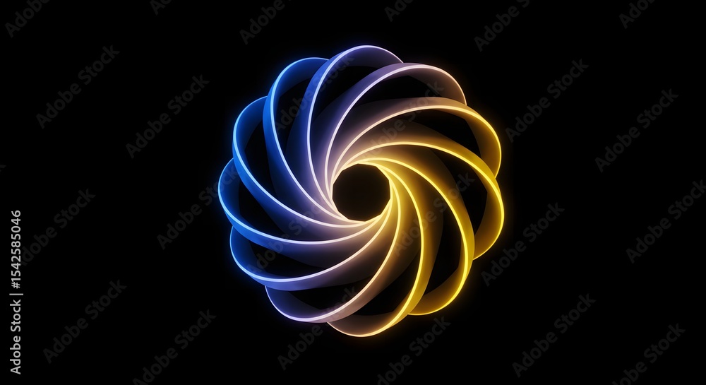 Poster abstract neon gradient spiral pattern on black background mesmerizing visuals for modern digital des