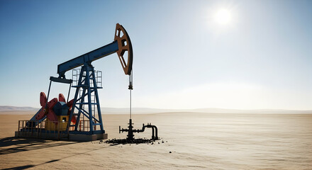 Oil pump, Pumpjack, Oil rig, Oil Pump Jack in Desert Landscape