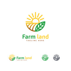 Farm land  design with sun and leaf.