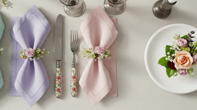Elegant table setting with floral accents