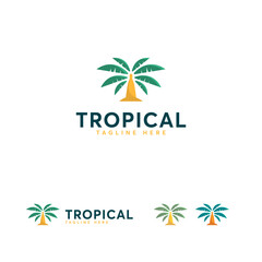 Obraz premium Colorful design of a tropical palm tree.