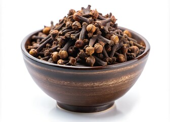 Fragrant Cloves in Brown Bowl Aromatic Spice for Cooking and Baking