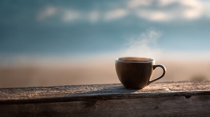 朝の静寂に佇む温かいコーヒーカップ