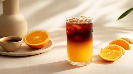 Fototapeta premium オレンジ香る爽やかアイスコーヒー