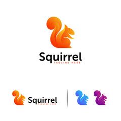 Colorful squirrel  design variations.