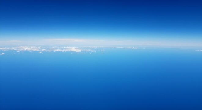 Ocean and Sky Horizon | Aerial Seascape View of Calm Blue Water and Clear Sky for Travel Backgrounds and Serene Imagery