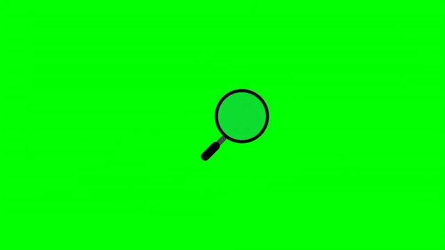 Magnifying glass search icon concept animation on green screen