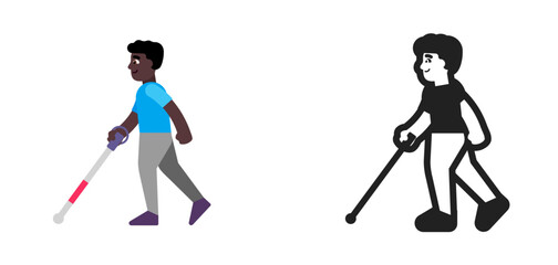 Person with Cane Dark Blue