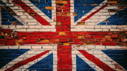 Fototapeta premium Union Jack painted on a brick wall