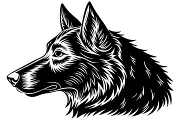 Fototapeta premium Majestic German Shepherd Dog Head Profile Black and White Line Art Illustration