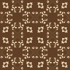 Fototapeta premium Seamless vintage damask floral tile design in brown and earthy tones, perfect for textile prints and home decor.