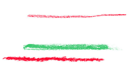 Twin red and green sketch strokes with pastel texture – minimal crayon lines ideal for underlines, accents, vector highlights or creative graphic decorations – transparent background

