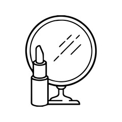  mirror, lipstick icon white on background