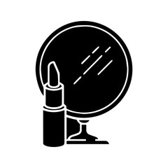  mirror, lipstick icon white on background