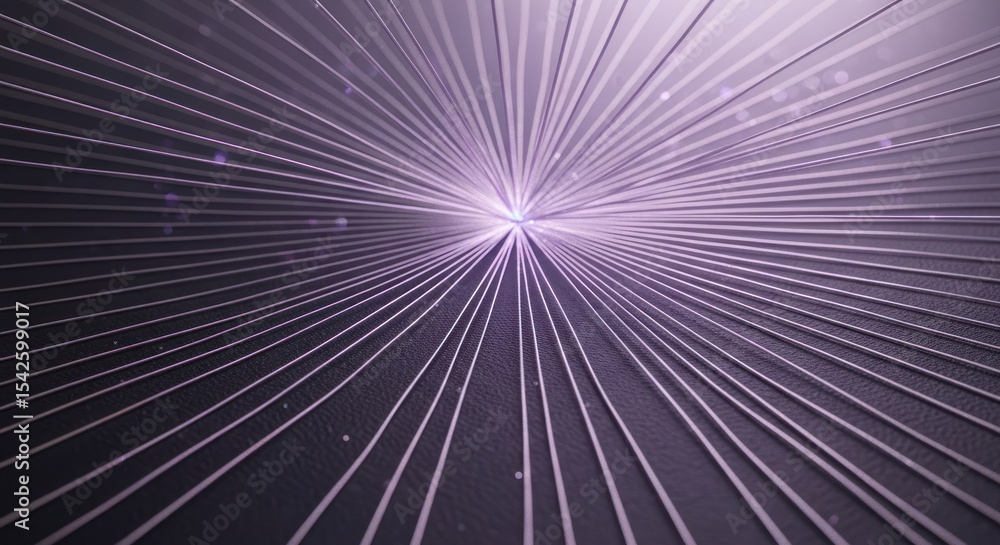 Wall mural a converging pattern of white lines on a purple background creating a central focal point of light