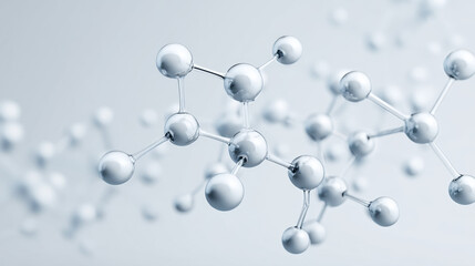 Obraz premium 3D rendering of interconnected molecules with shiny metallic spheres and rods, illustrating scientific molecular structure concept